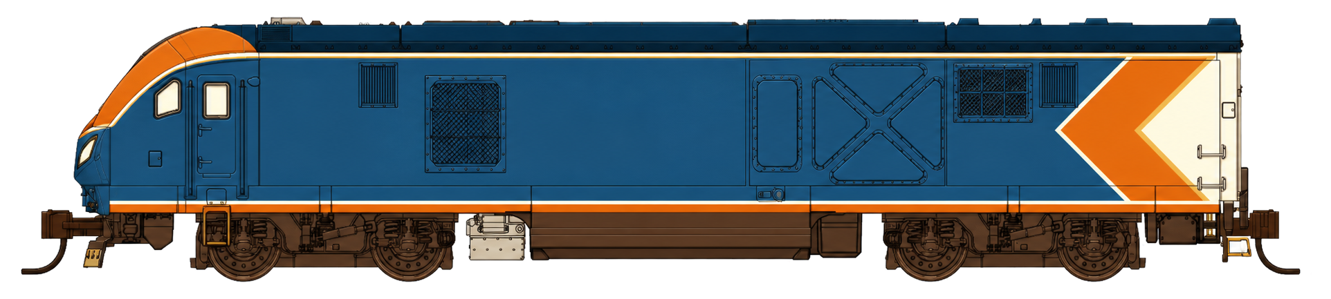 A train in retro 70s colors